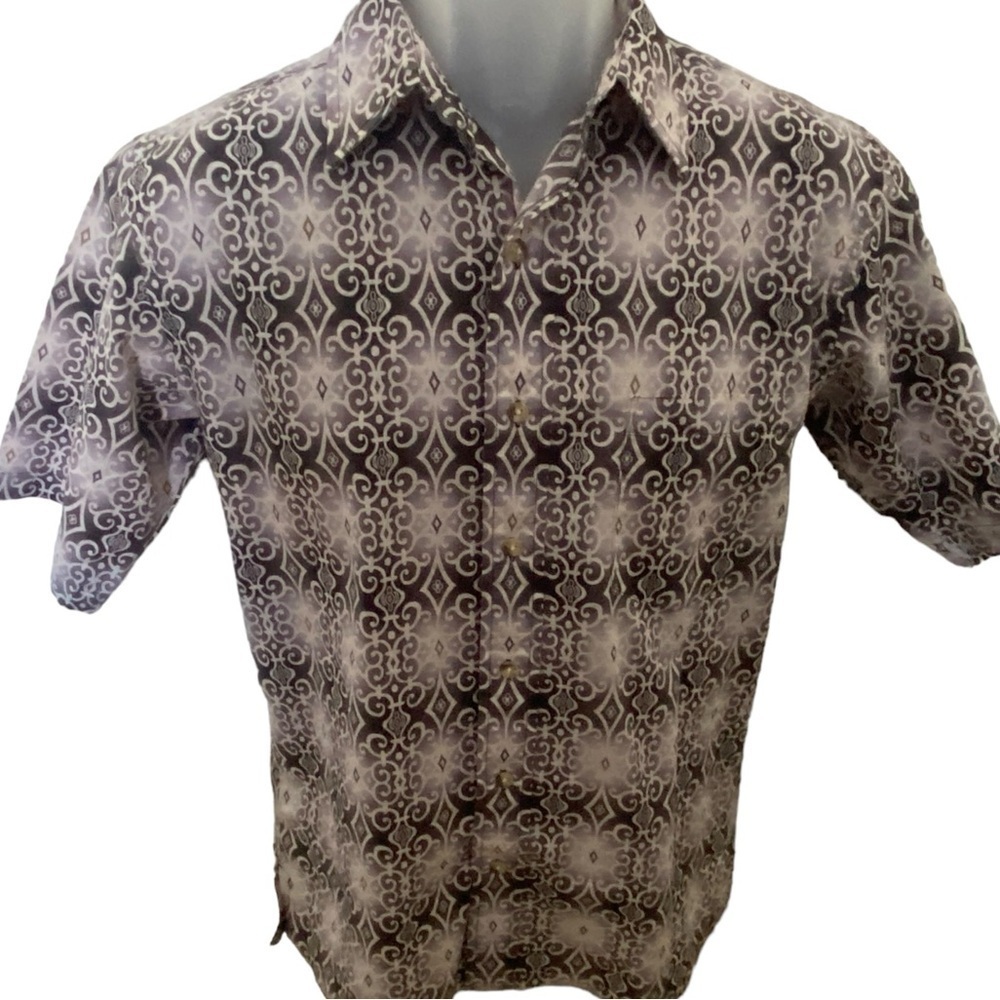 ONO & Company by Liberty House Purple Aloha Hawaiian Collared Shirt Men S Small